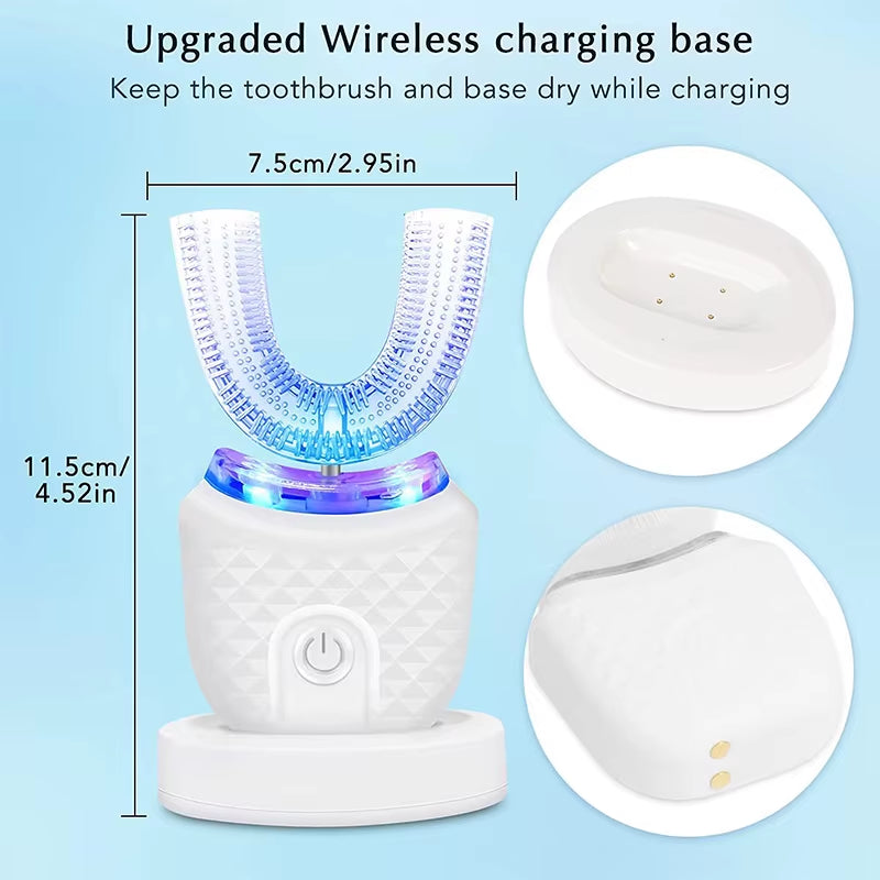 Wireless Chargeable Silicone Bristle Portable Cleaning Automatic Toothbrush High Quality U-Shaped Electric Toothbrush